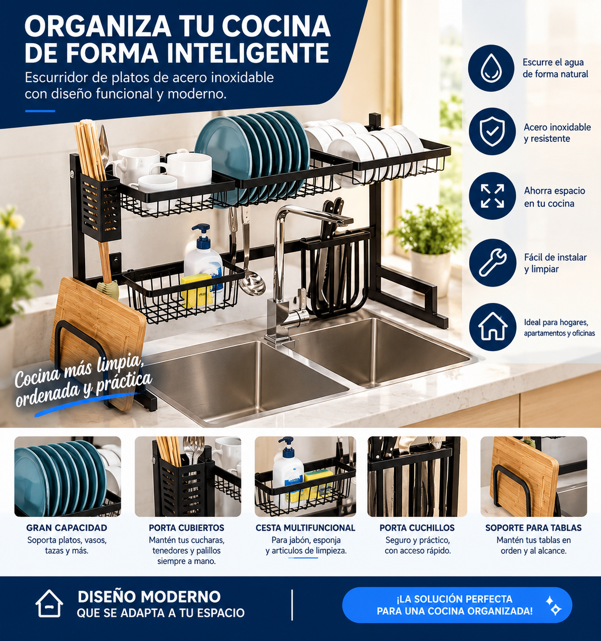 ESCURRIDOR DE PLATOS (850 MM) (10 UND X CAJA)